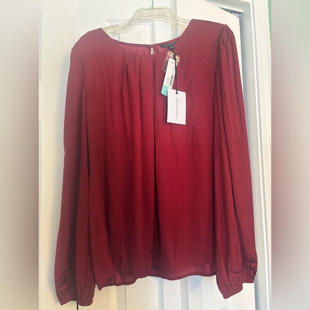 NWT XXL 41 Hawthorn Noreen Blouse, Burgundy